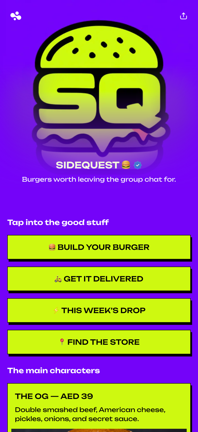 A restaurant link in bio template with signature-dish posts and photos