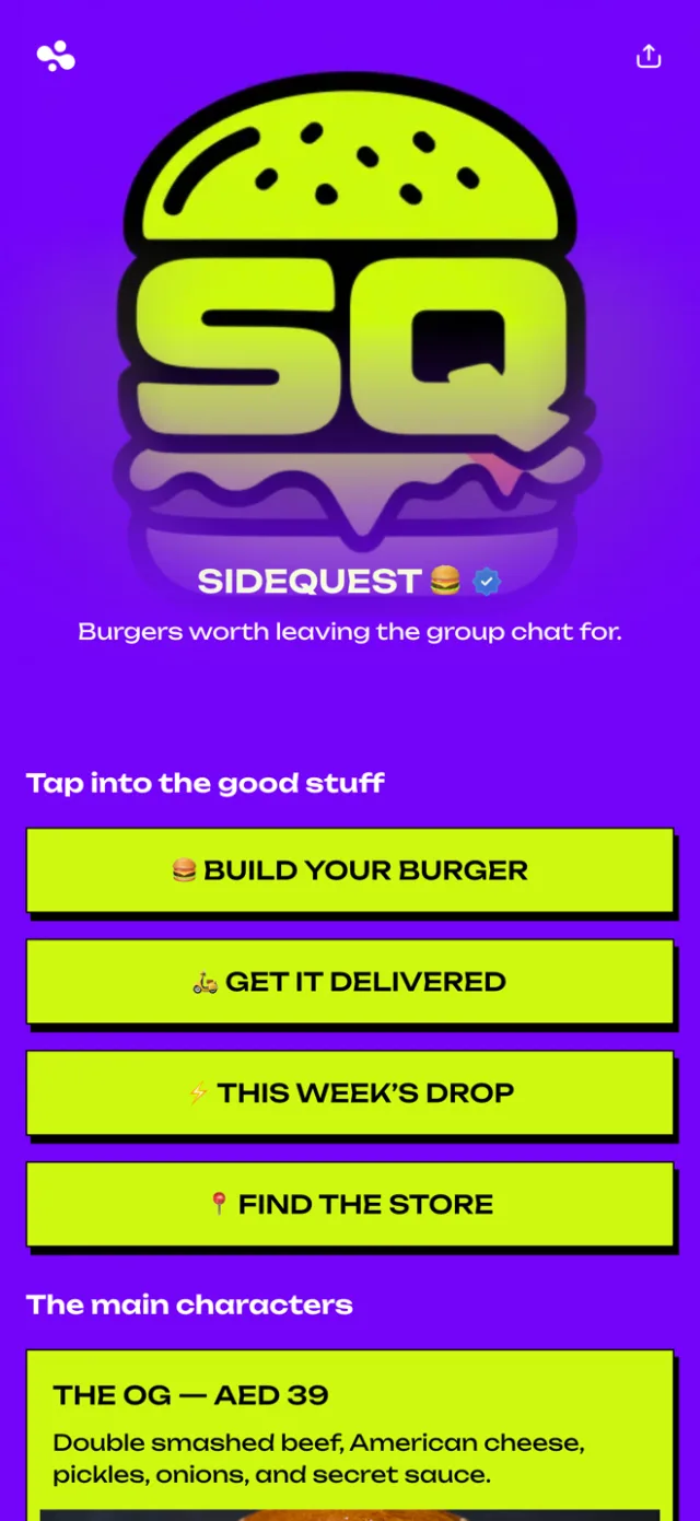 A restaurant link in bio template with signature-dish posts and photos